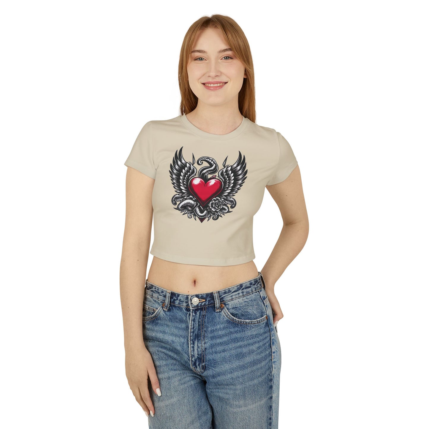 Women's Baby Tee Flying Heart