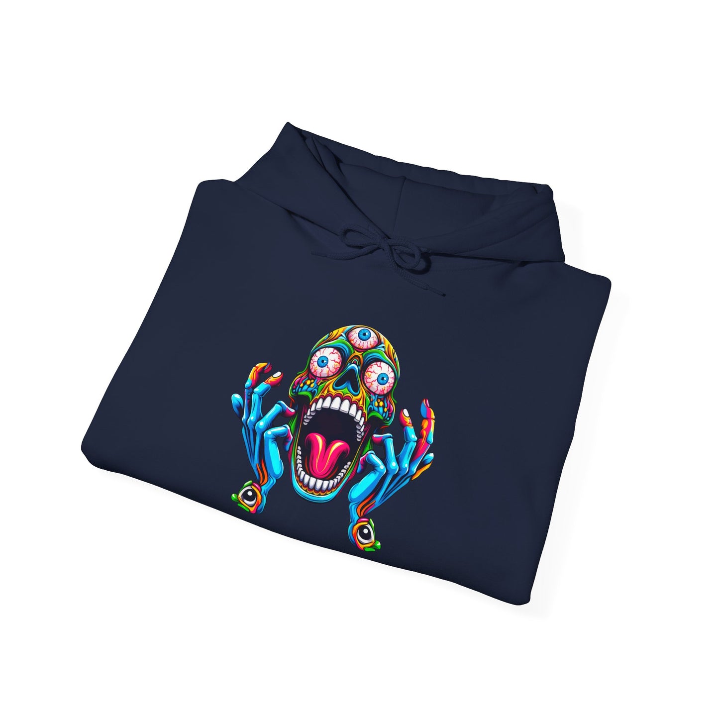 Hooded Sweatshirt - Psychedelic Human Skull with Open Third Eye