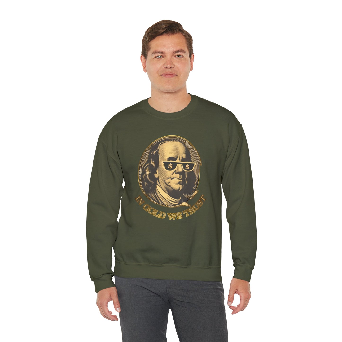 Gold Trust Unisex Sweatshirt with Benjamin Franklin