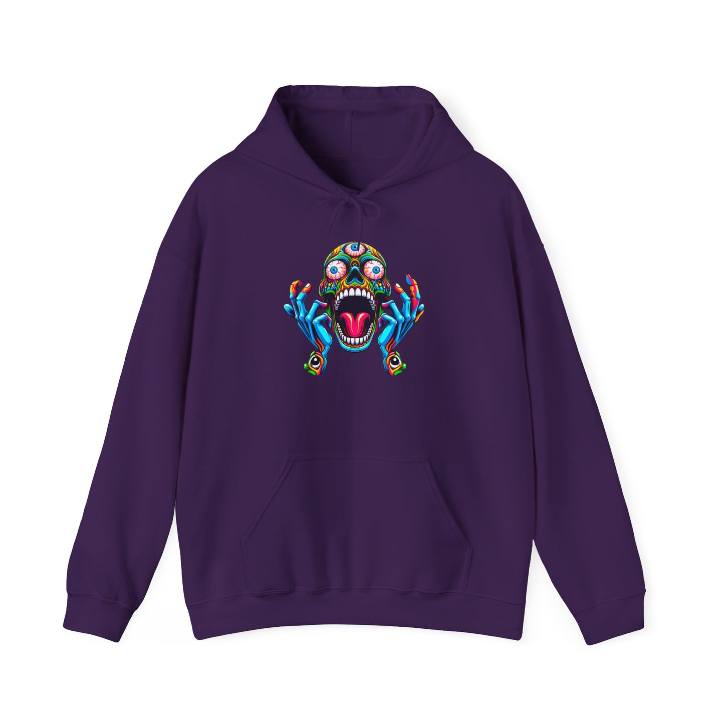 Hooded Sweatshirt - Psychedelic Human Skull with Open Third Eye