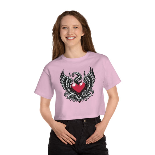 Champion Women's Heritage Cropped T-Shirt with Flying Heart