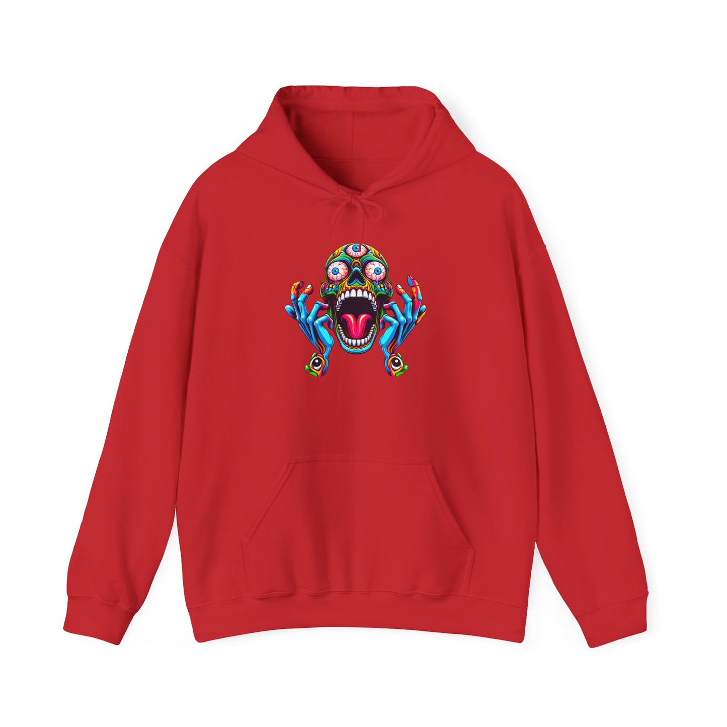 Hooded Sweatshirt - Psychedelic Human Skull with Open Third Eye