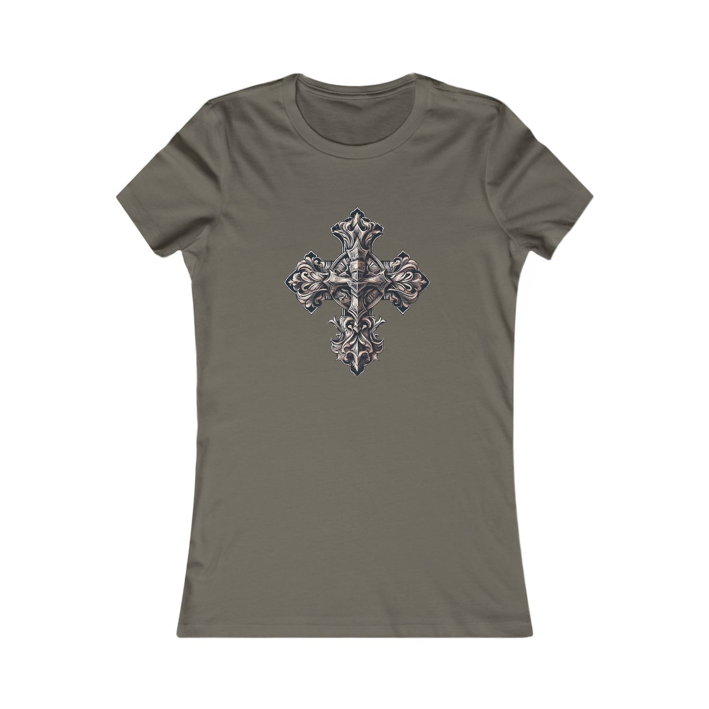 Women's Favorite Tee with Wooden Cross Design