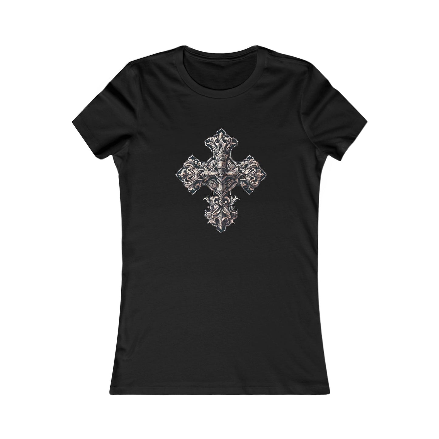 Women's Favorite Tee with Wooden Cross Design