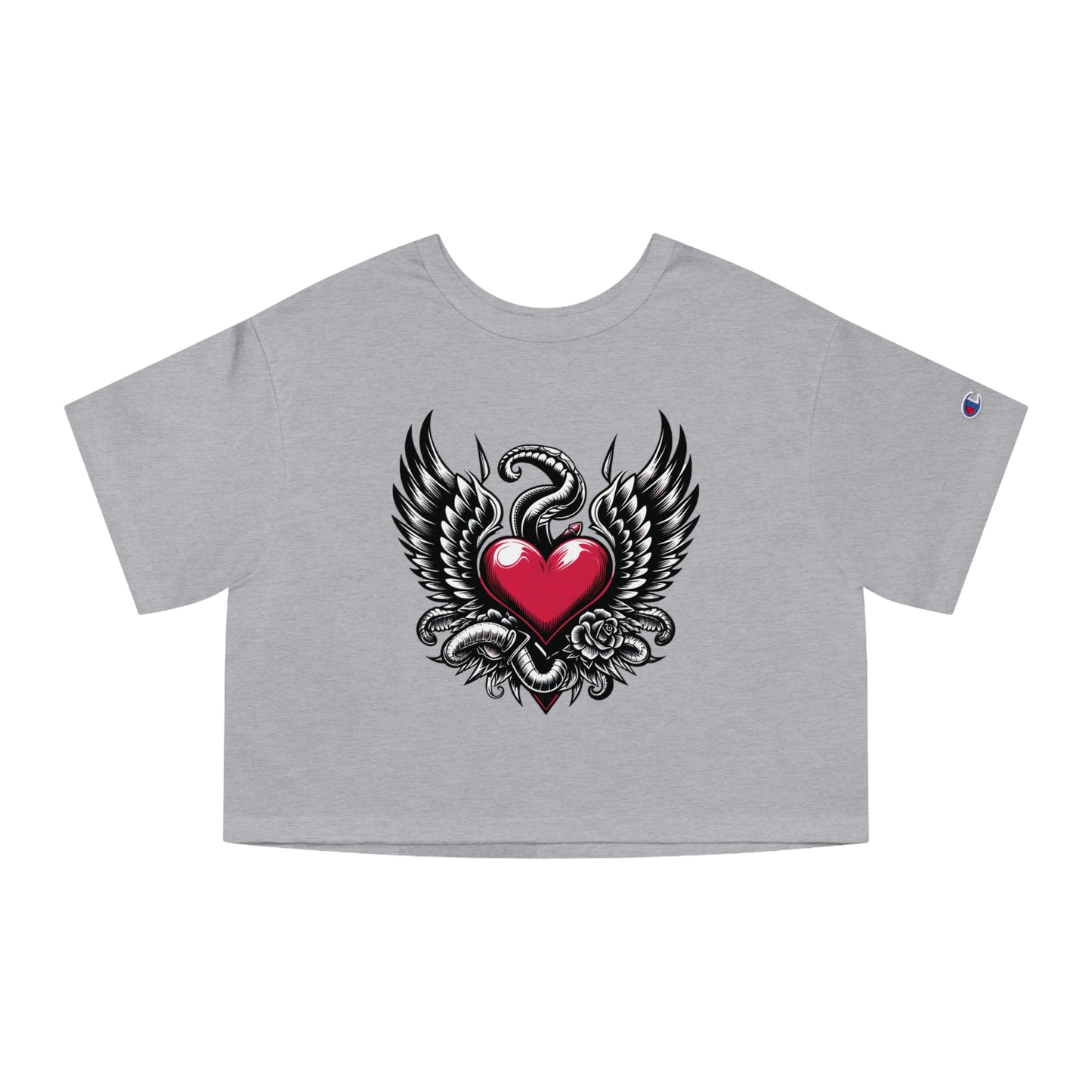 Champion Women's Heritage Cropped T-Shirt with Flying Heart