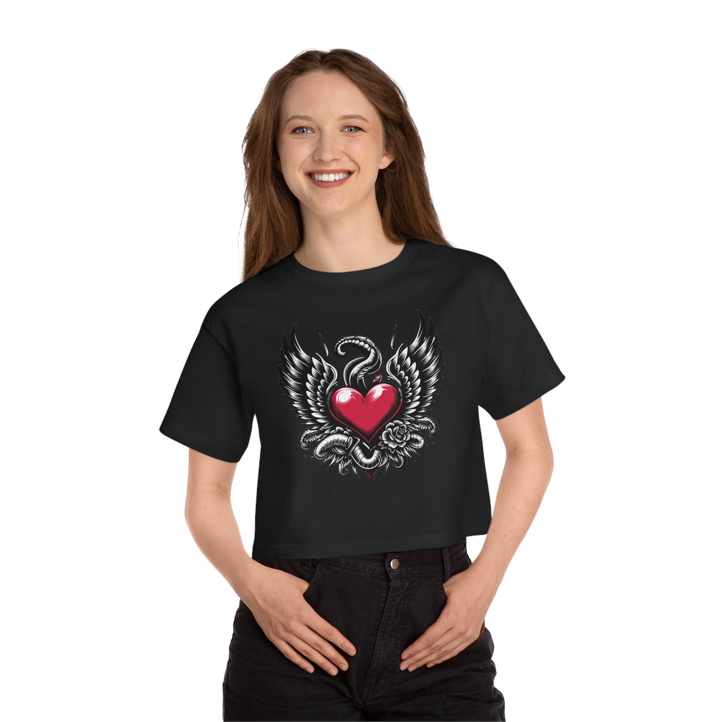 Champion Women's Heritage Cropped T-Shirt with Flying Heart