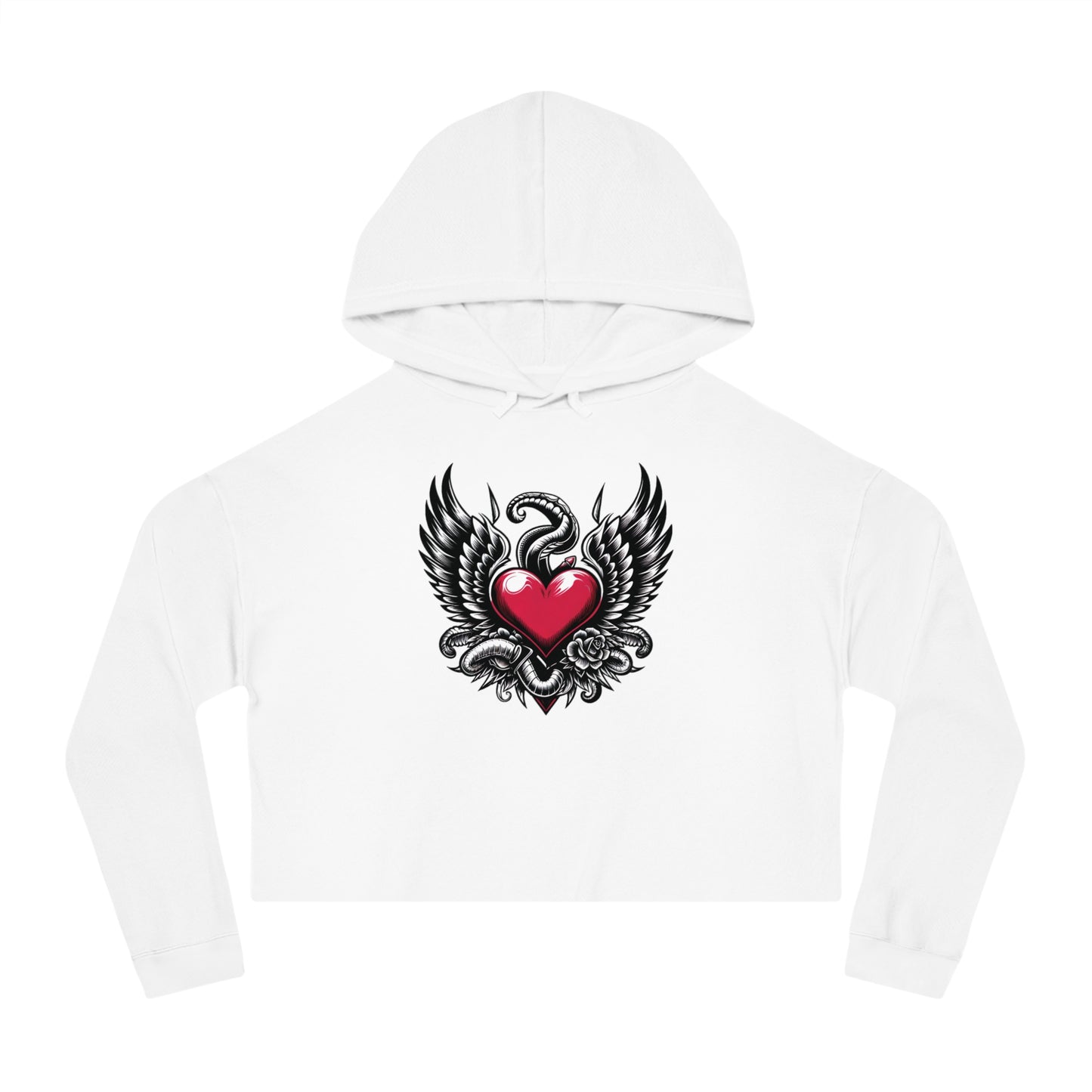 Women’s Cropped Hooded Sweatshirt with Flying Heart