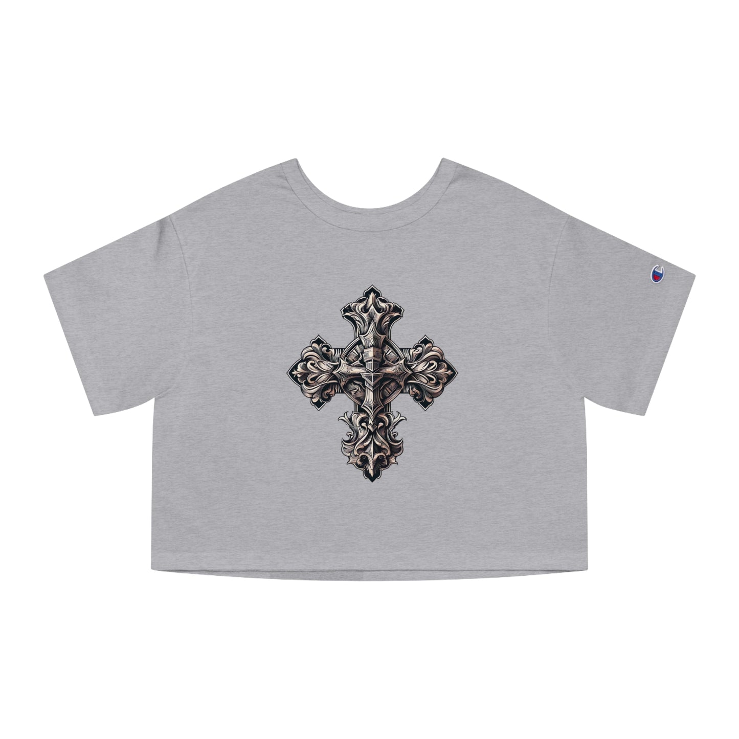 Champion Women's Heritage Cropped T-Shirt with Wooden Cross Design