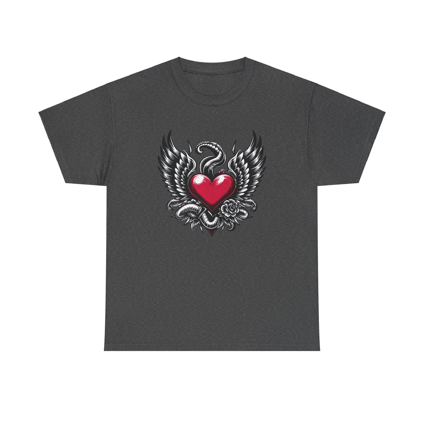 Unisex Heavy Cotton Tee with Flying Heart