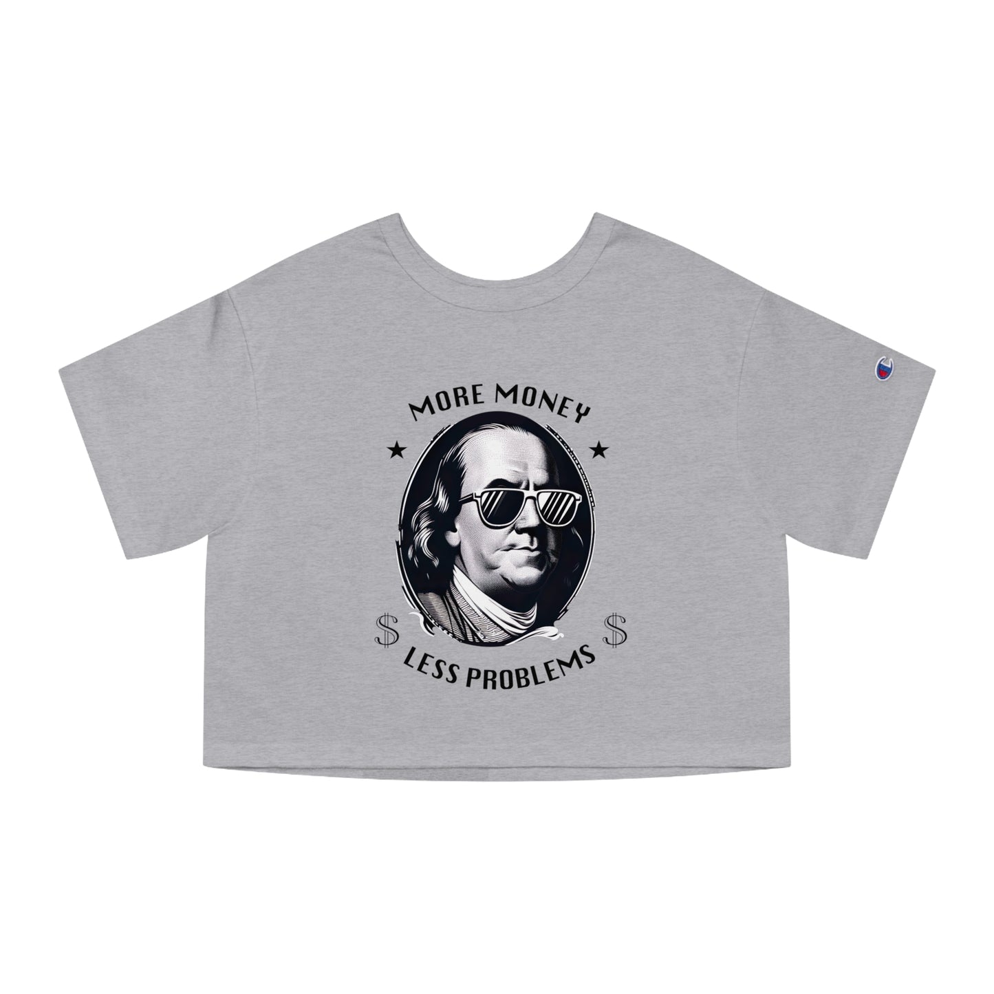 Cropped T-Shirt Benjamin Franklin Sunglasses Money Funny Cool Women