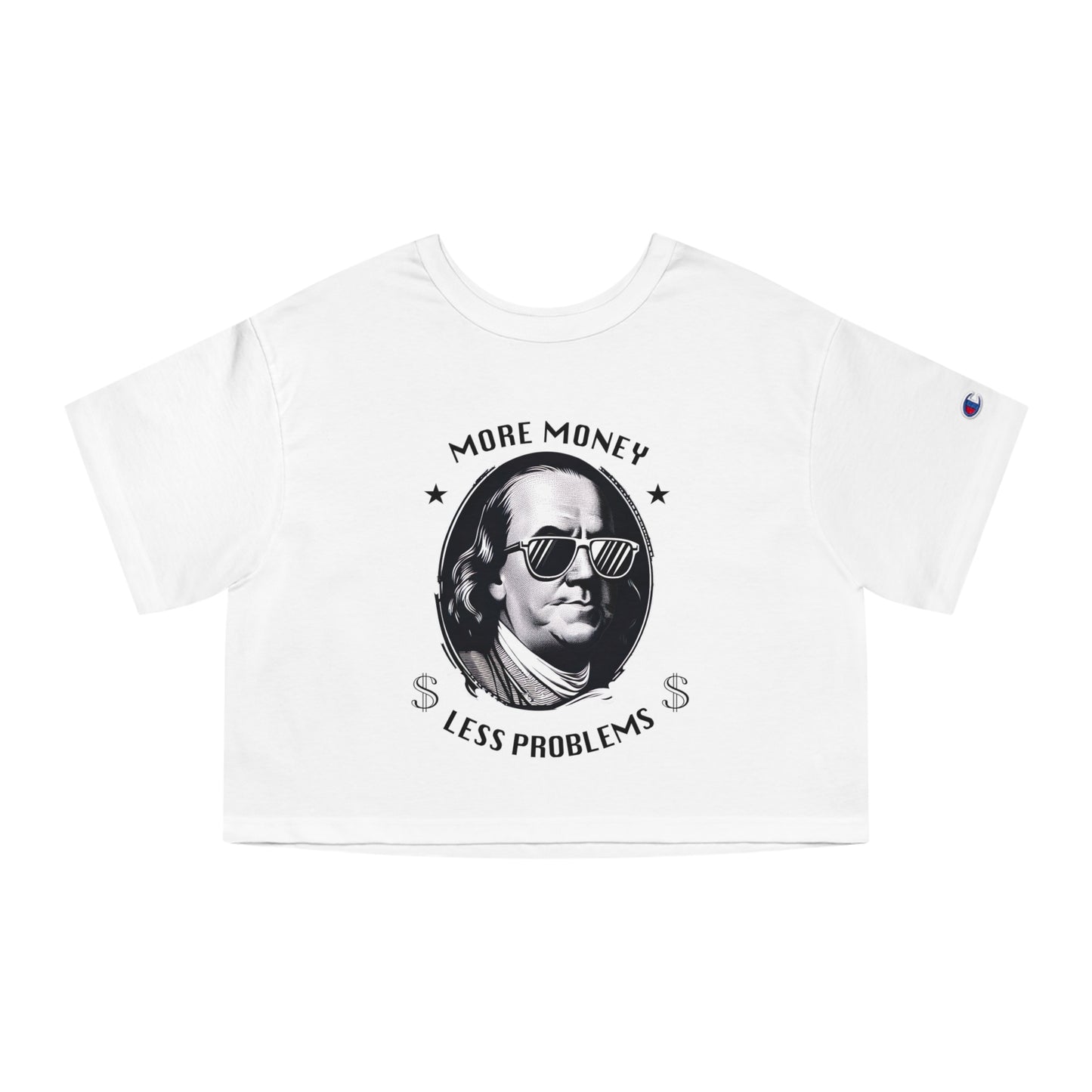 Cropped T-Shirt Benjamin Franklin Sunglasses Money Funny Cool Women