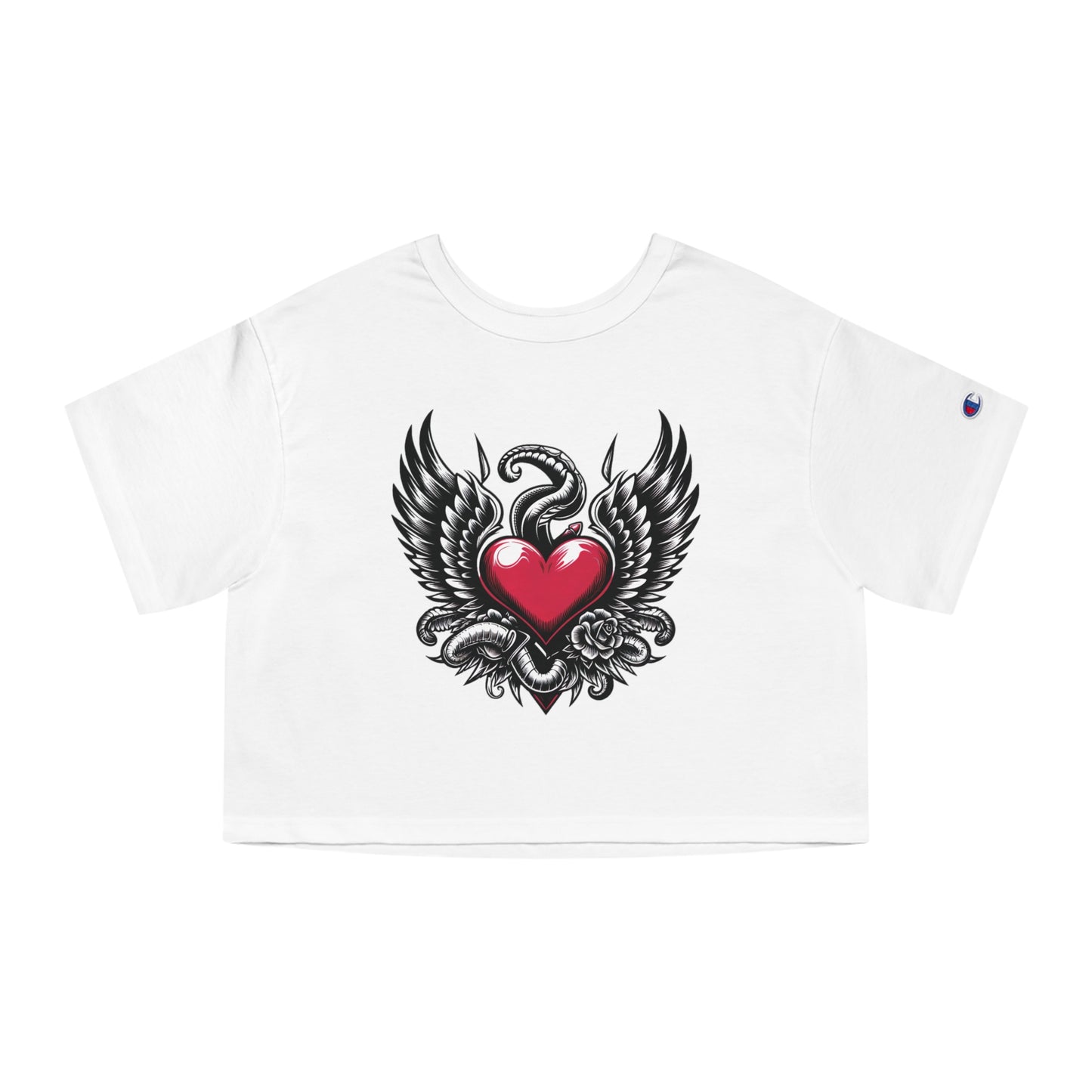 Champion Women's Heritage Cropped T-Shirt with Flying Heart