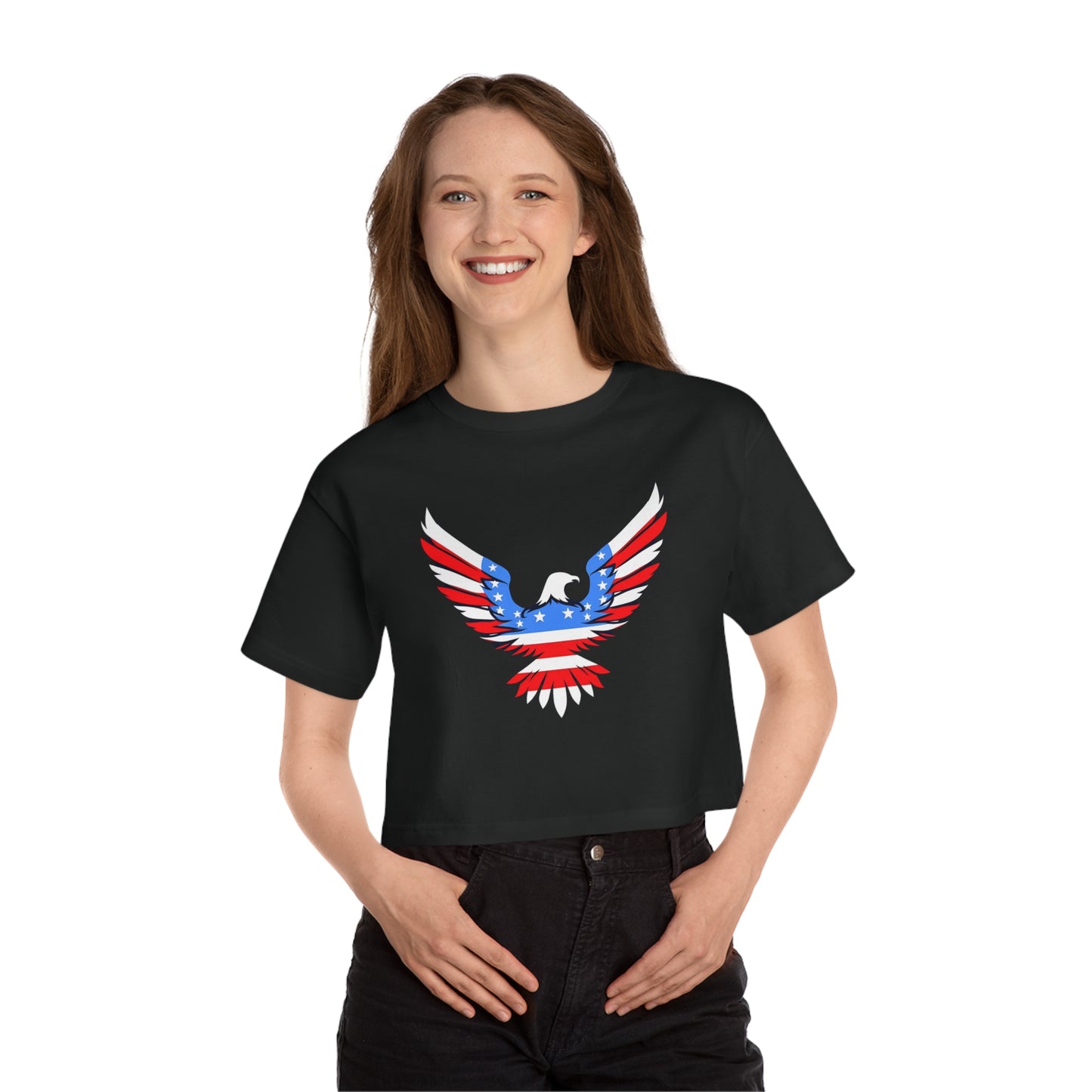 Champion Women's Heritage Cropped T-Shirt with American Eagle Design