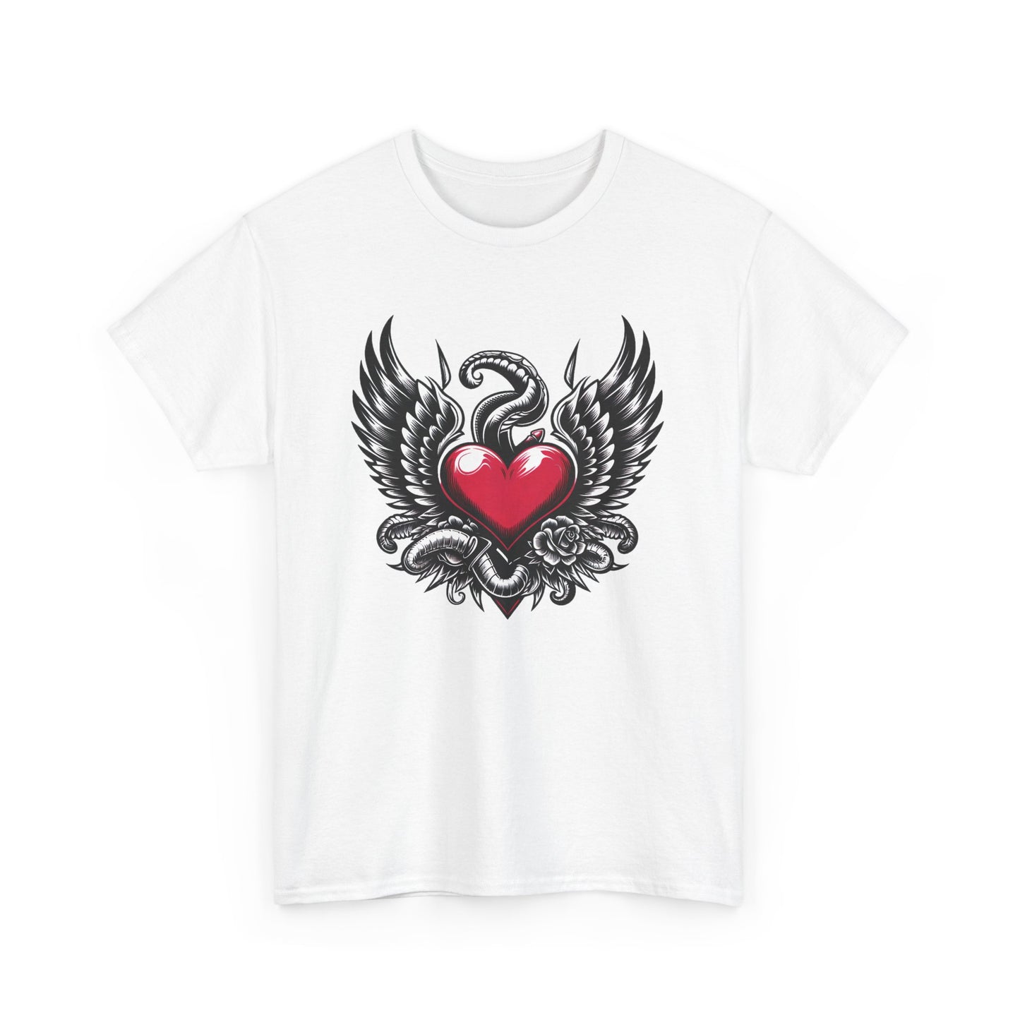 Unisex Heavy Cotton Tee with Flying Heart