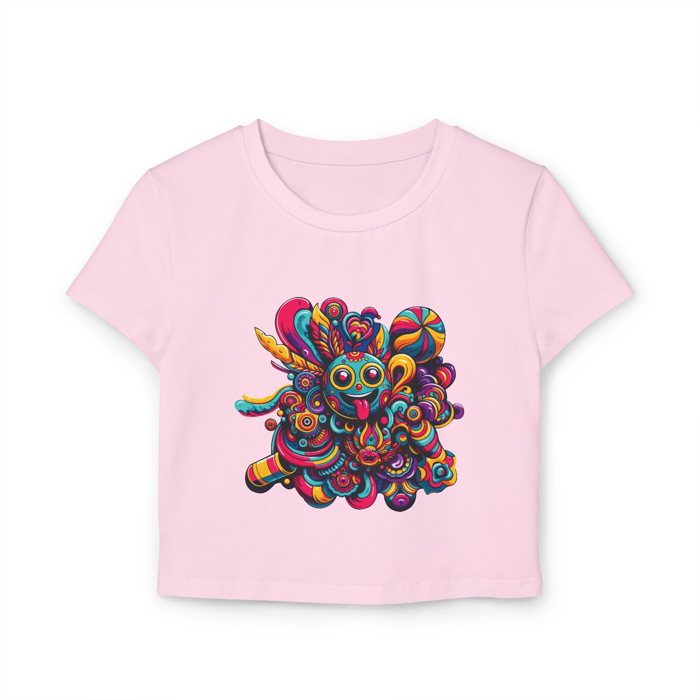 Women's Baby Tee with Cheerful Smiley Design