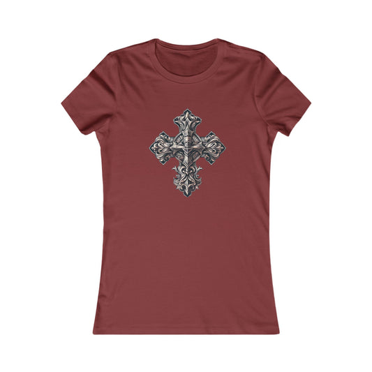 Women's Favorite Tee with Wooden Cross Design