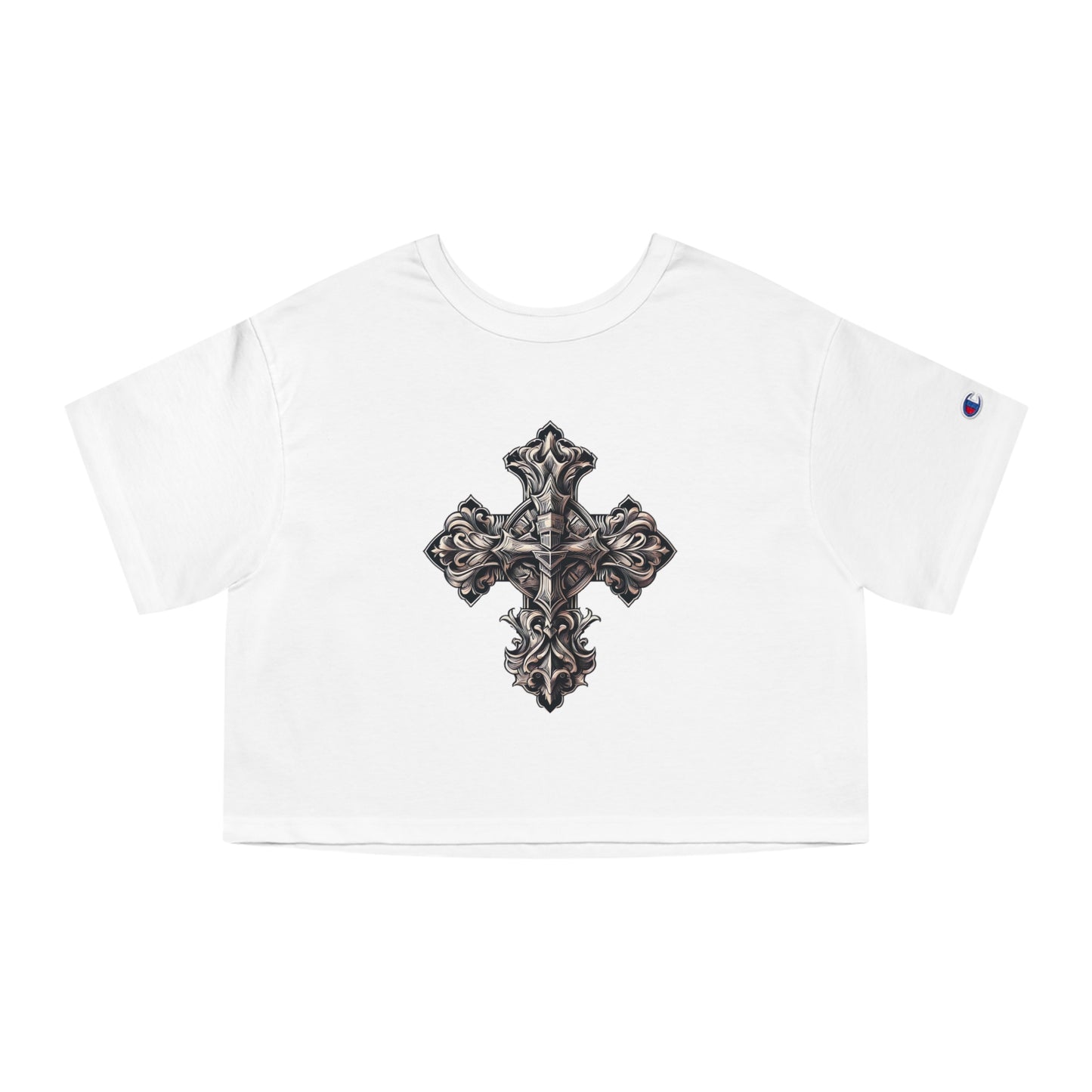 Champion Women's Heritage Cropped T-Shirt with Wooden Cross Design