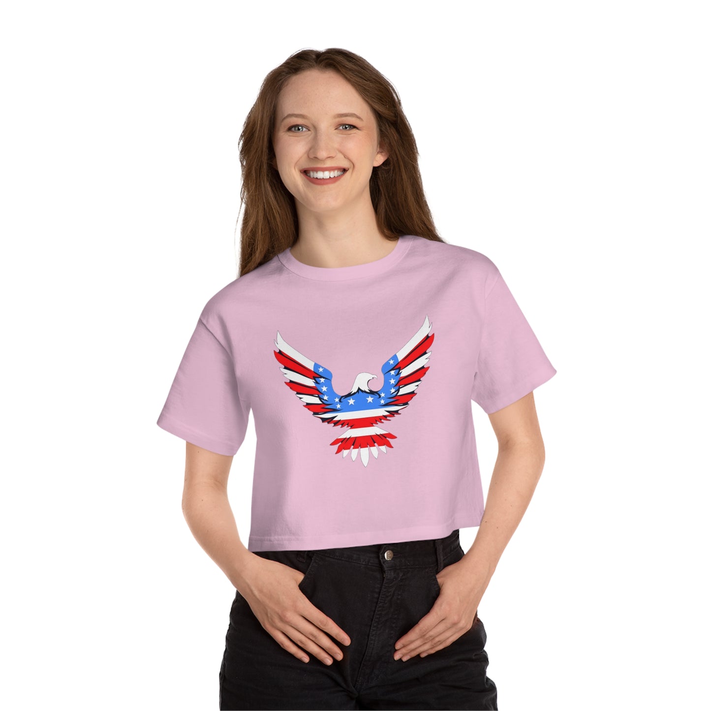 Champion Women's Heritage Cropped T-Shirt with American Eagle Design