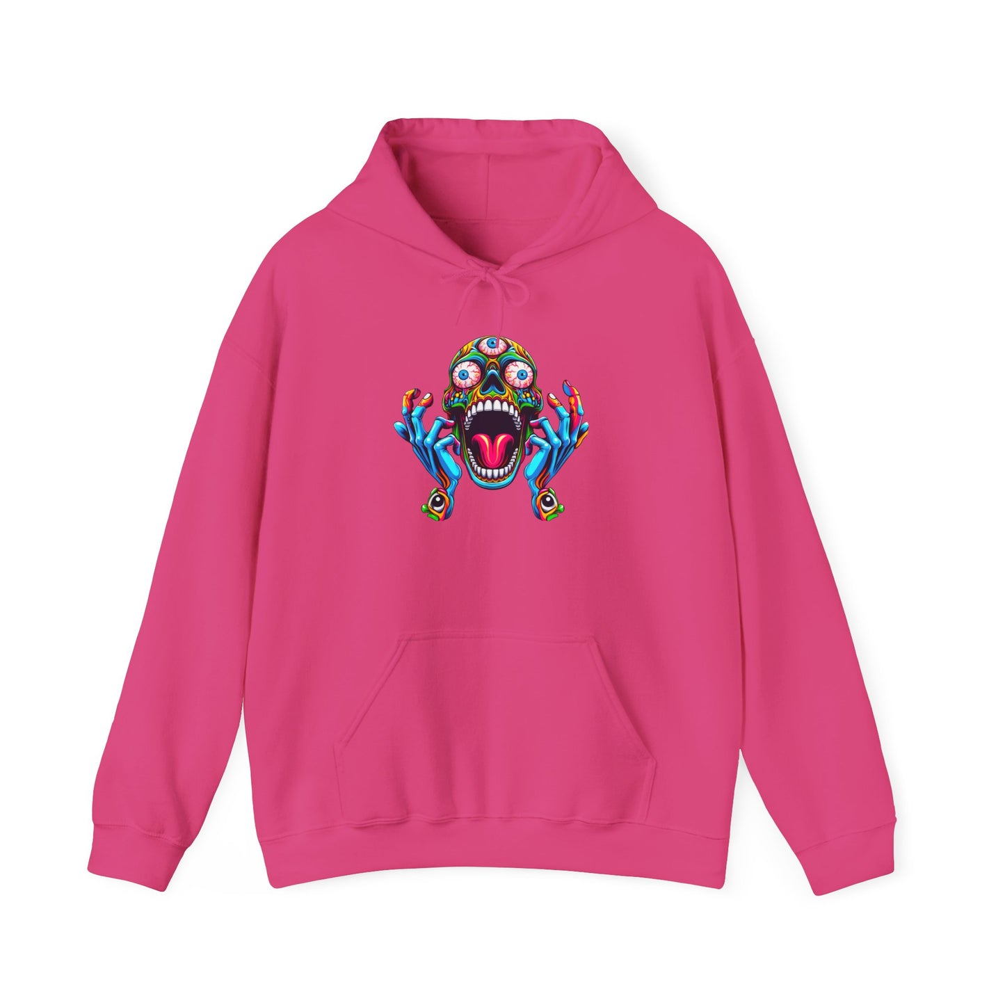 Hooded Sweatshirt - Psychedelic Human Skull with Open Third Eye