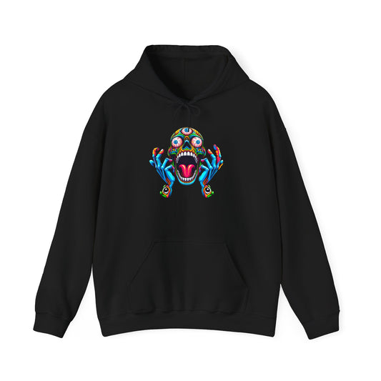 Hooded Sweatshirt - Psychedelic Human Skull with Open Third Eye