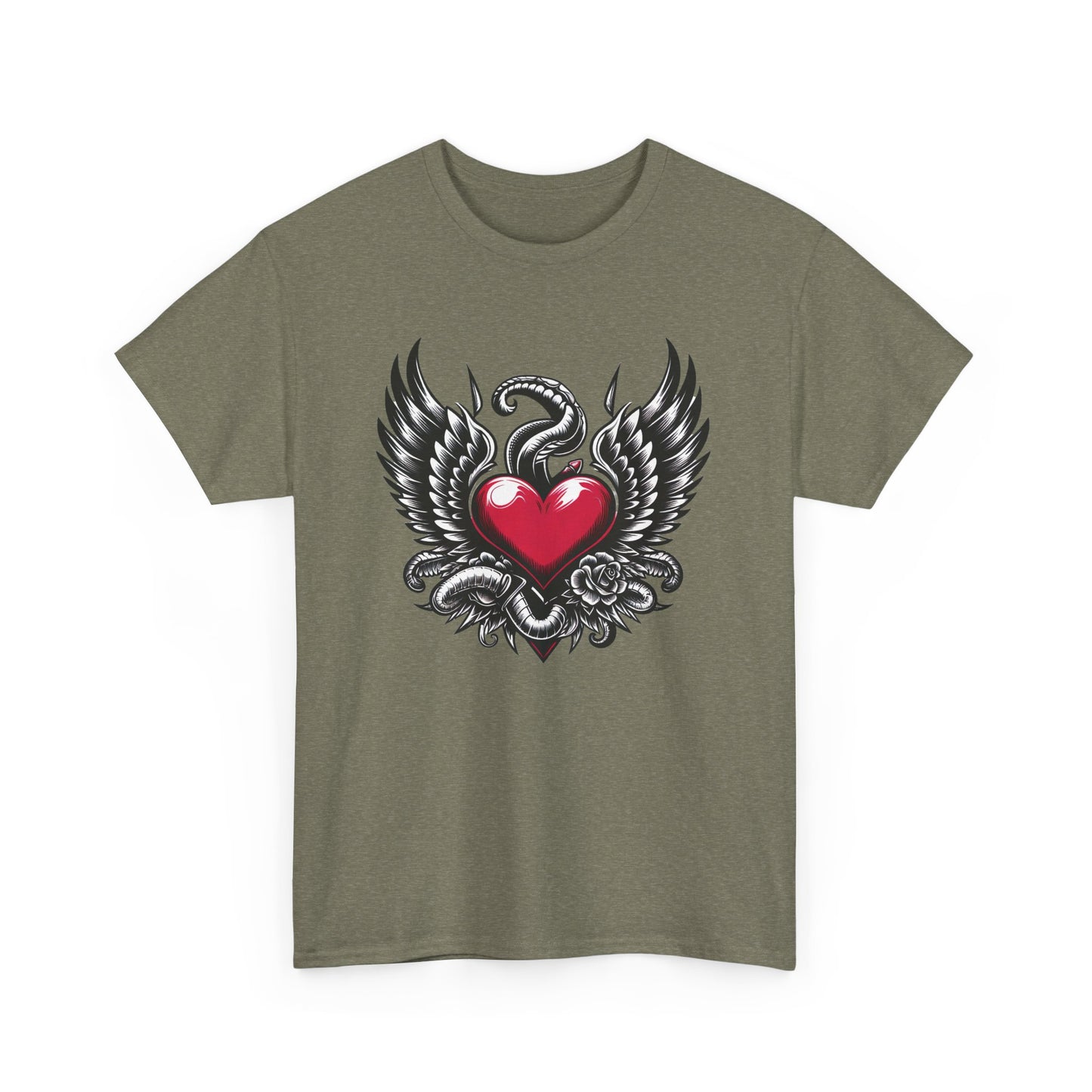 Unisex Heavy Cotton Tee with Flying Heart