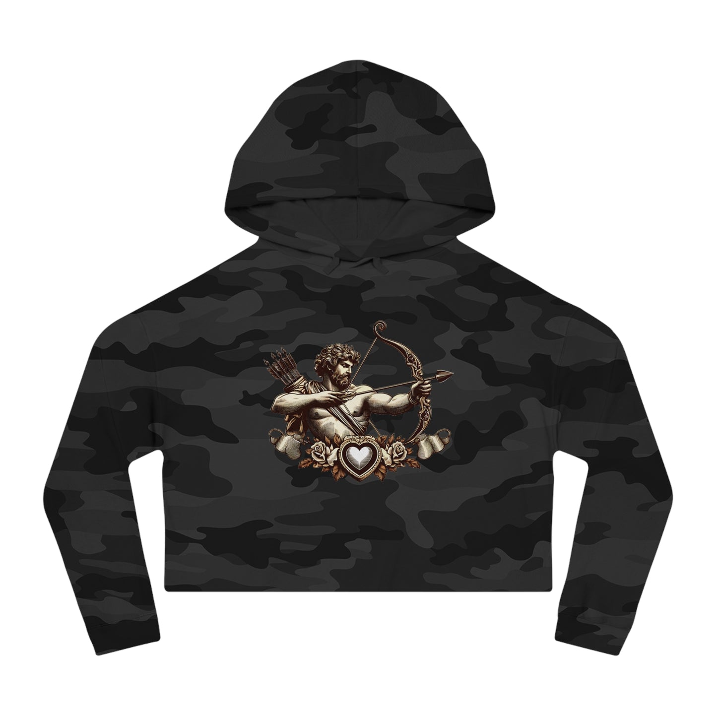 Women’s Cropped Hooded Sweatshirt with Armor Design