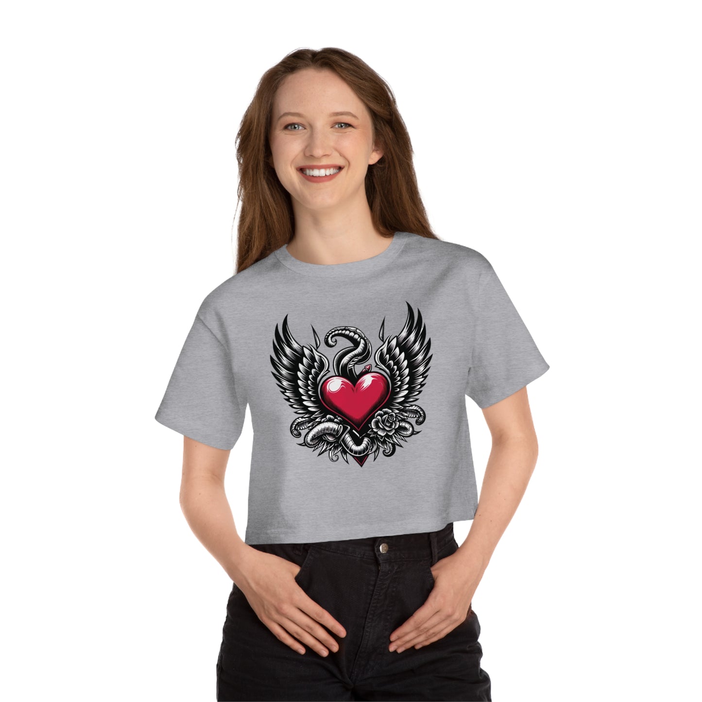 Champion Women's Heritage Cropped T-Shirt with Flying Heart