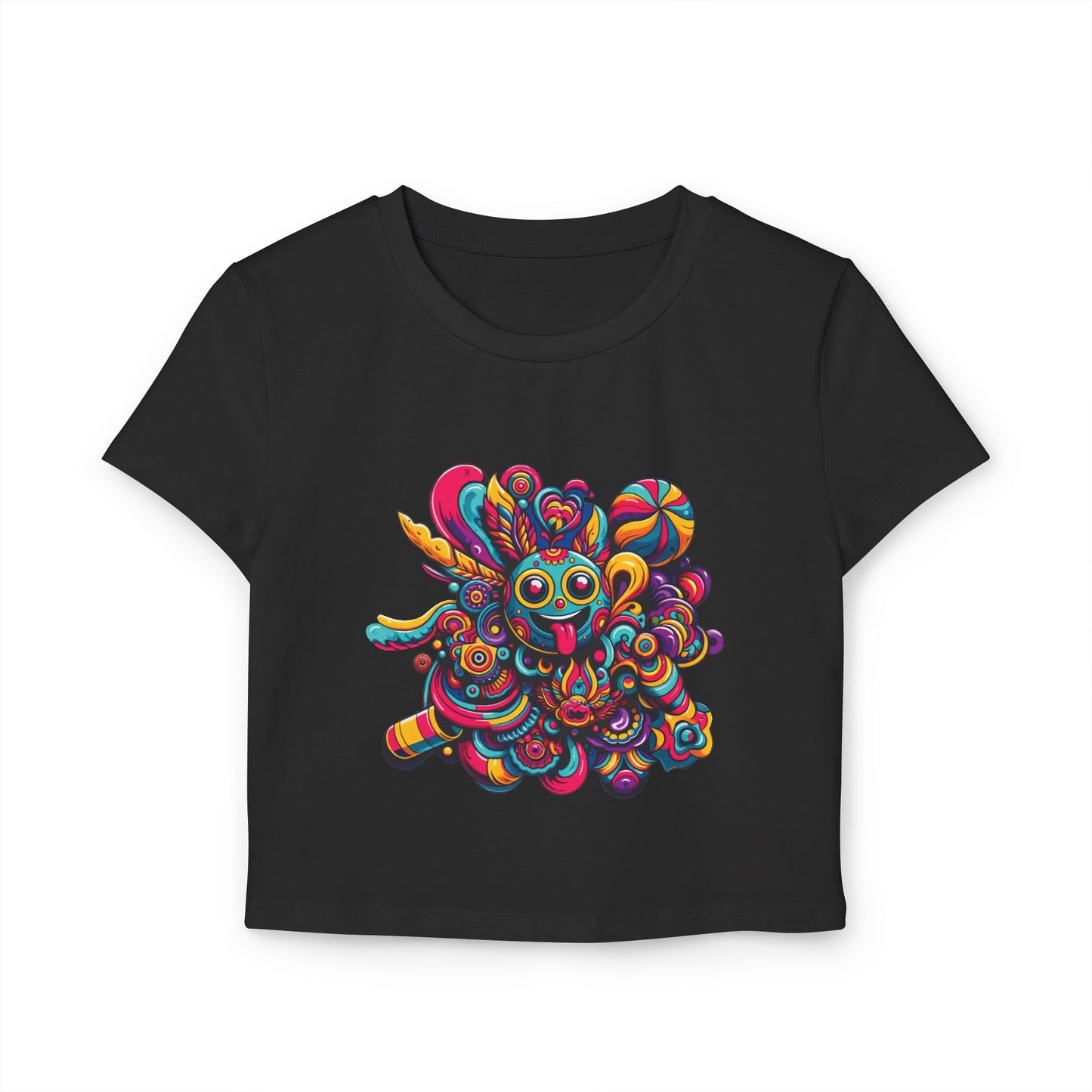 Women's Baby Tee with Cheerful Smiley Design