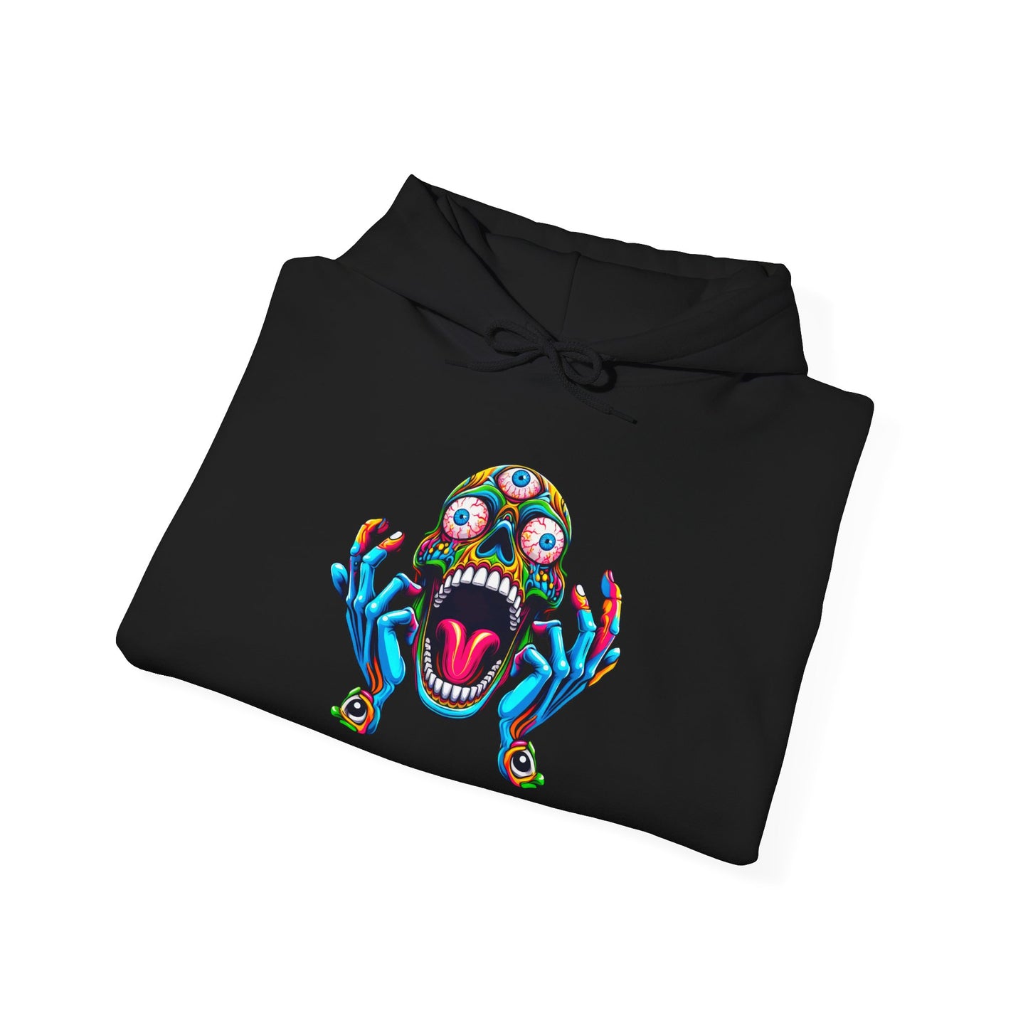 Hooded Sweatshirt - Psychedelic Human Skull with Open Third Eye