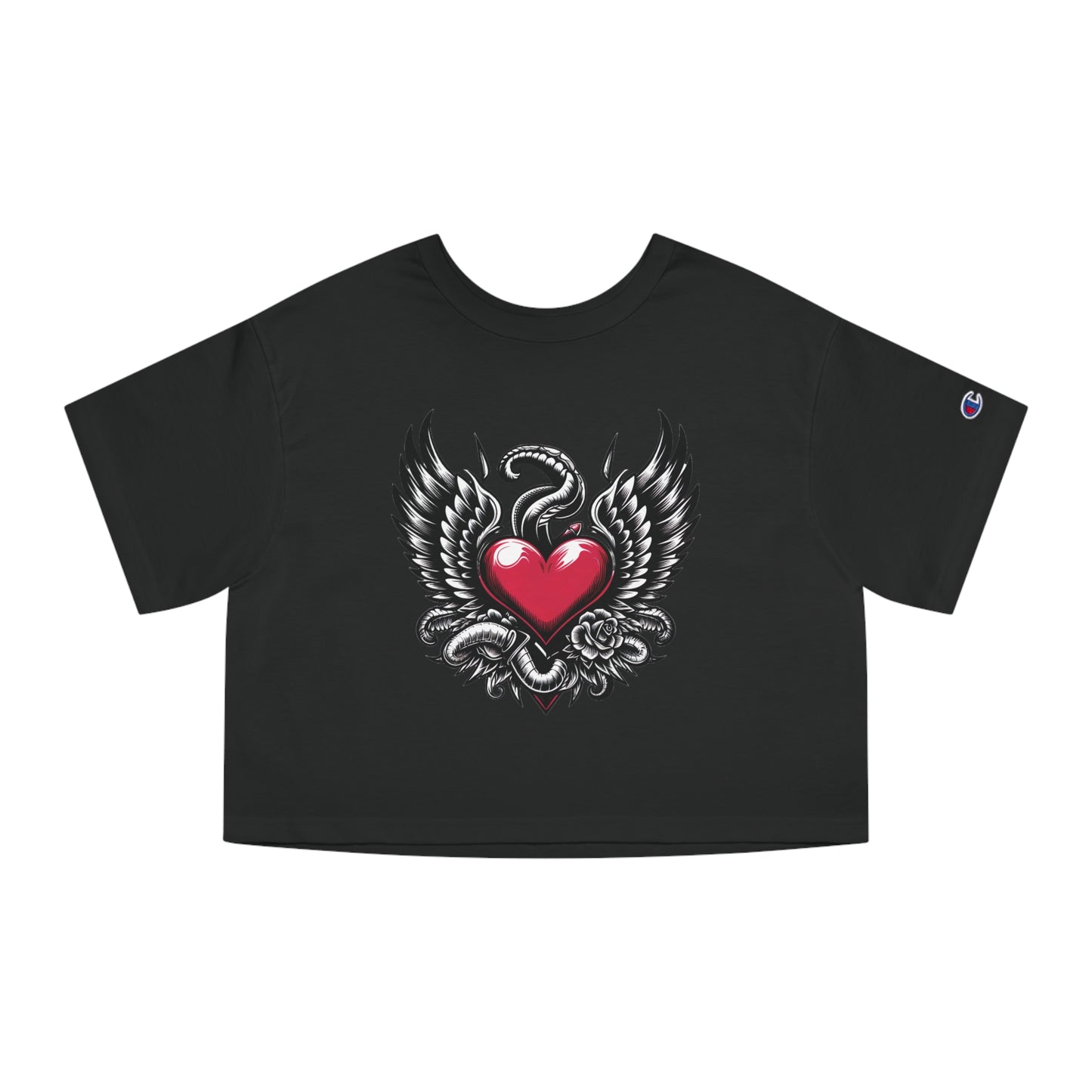 Champion Women's Heritage Cropped T-Shirt with Flying Heart