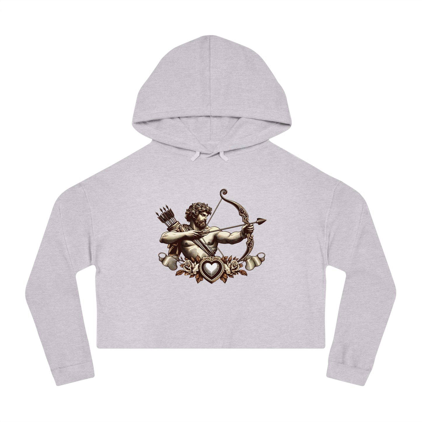 Women’s Cropped Hooded Sweatshirt with Armor Design