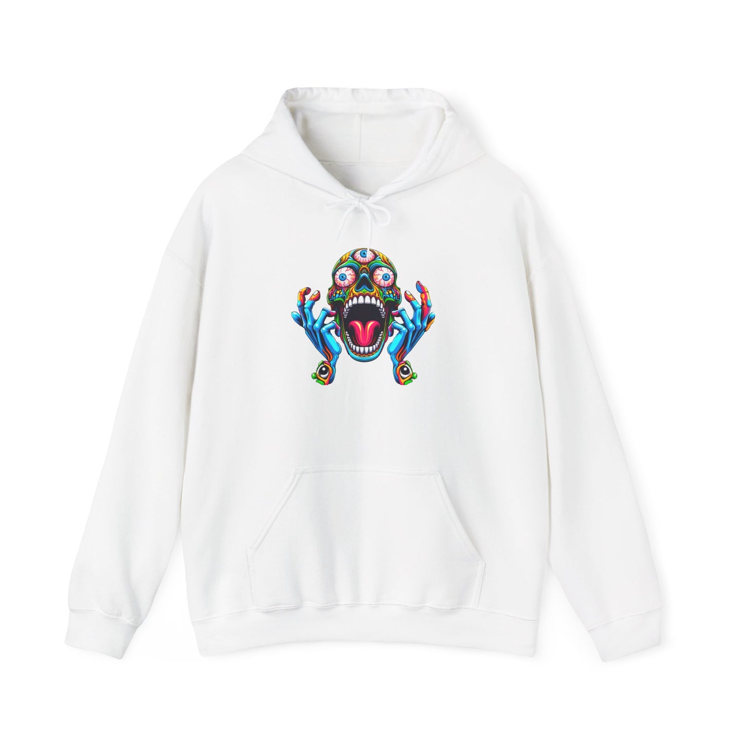 Hooded Sweatshirt - Psychedelic Human Skull with Open Third Eye