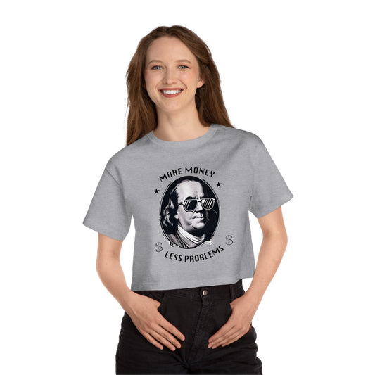 Cropped T-Shirt Benjamin Franklin Sunglasses Money Funny Cool Women