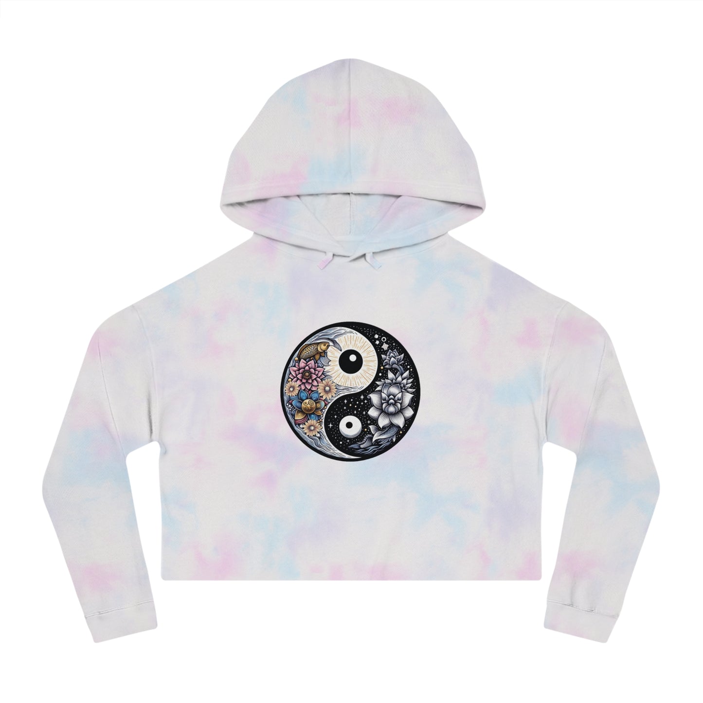 Women’s Cropped Hooded Sweatshirt with Yin Yang Design