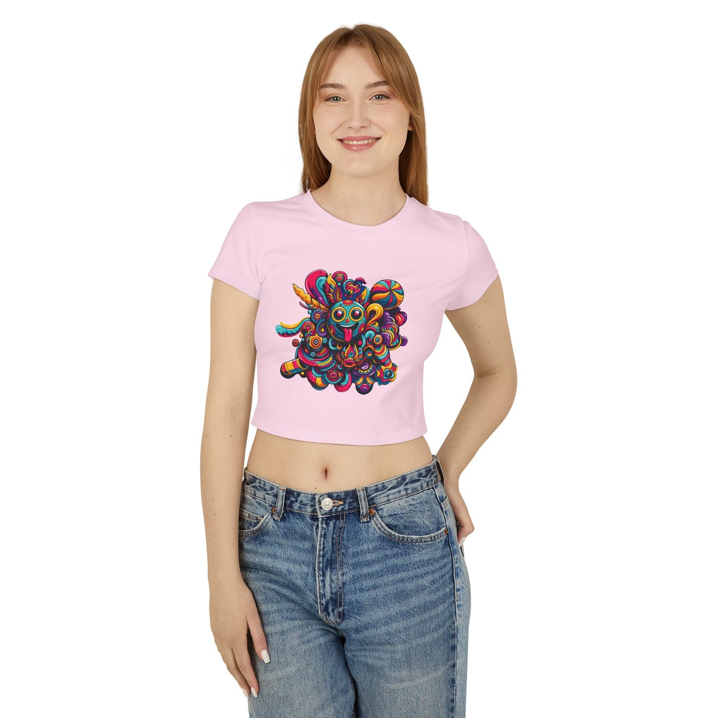 Women's Baby Tee with Cheerful Smiley Design