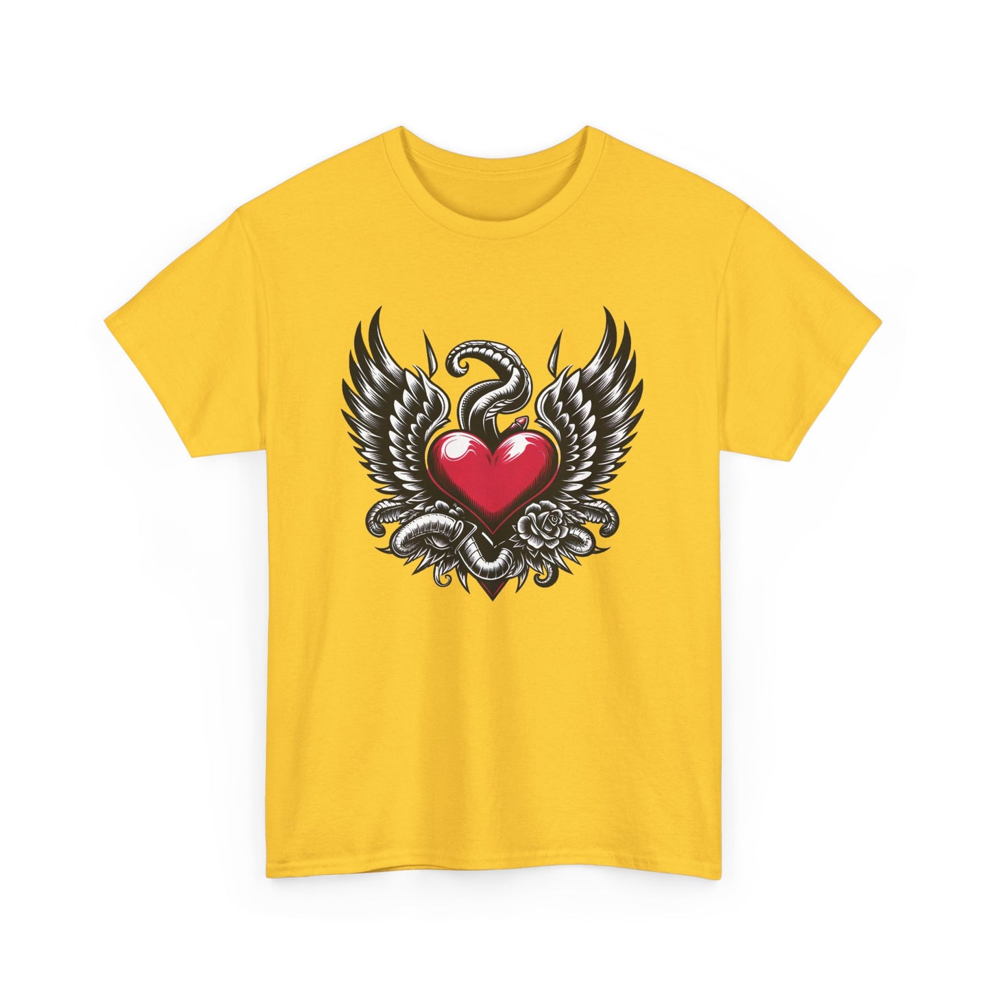 Unisex Heavy Cotton Tee with Flying Heart