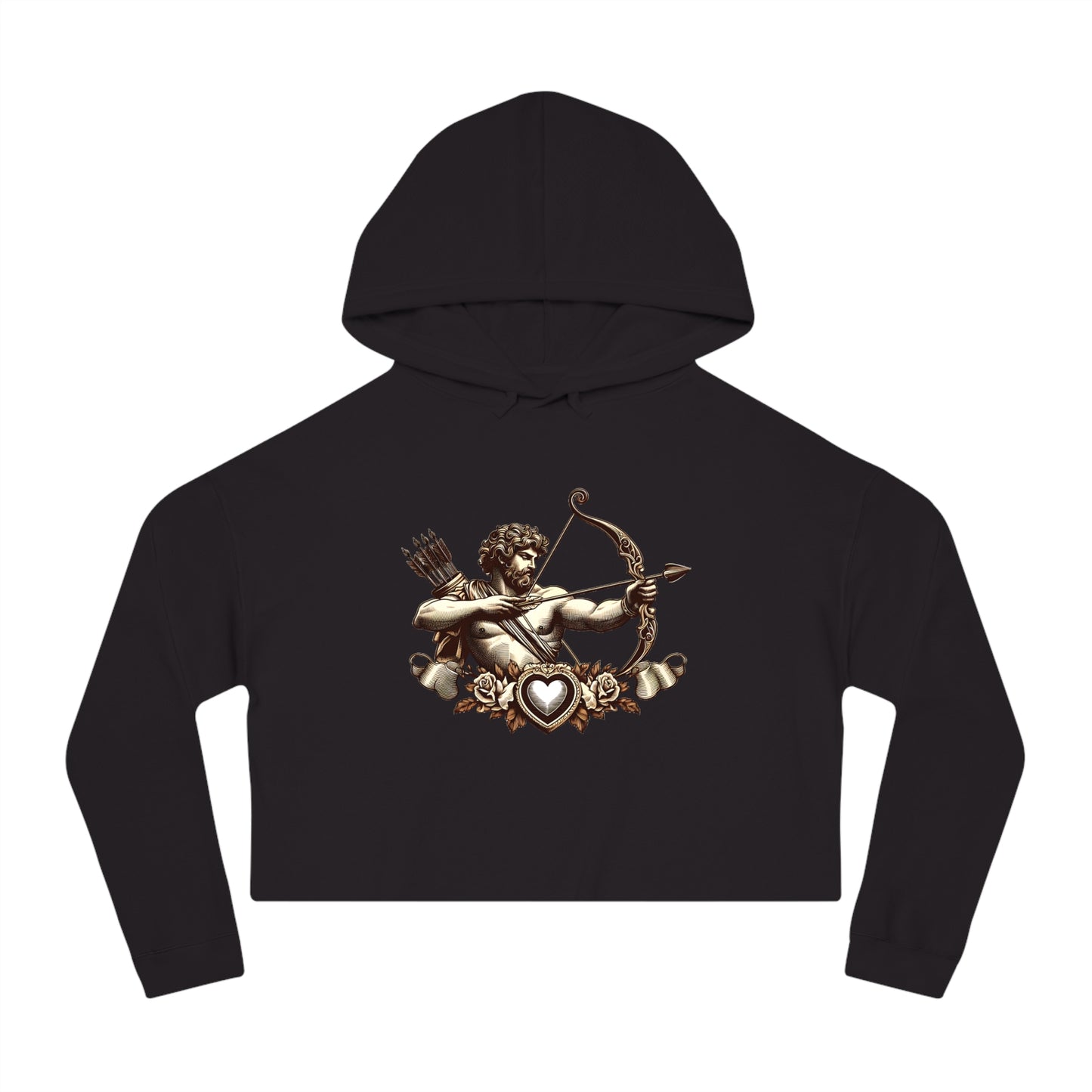 Women’s Cropped Hooded Sweatshirt with Armor Design