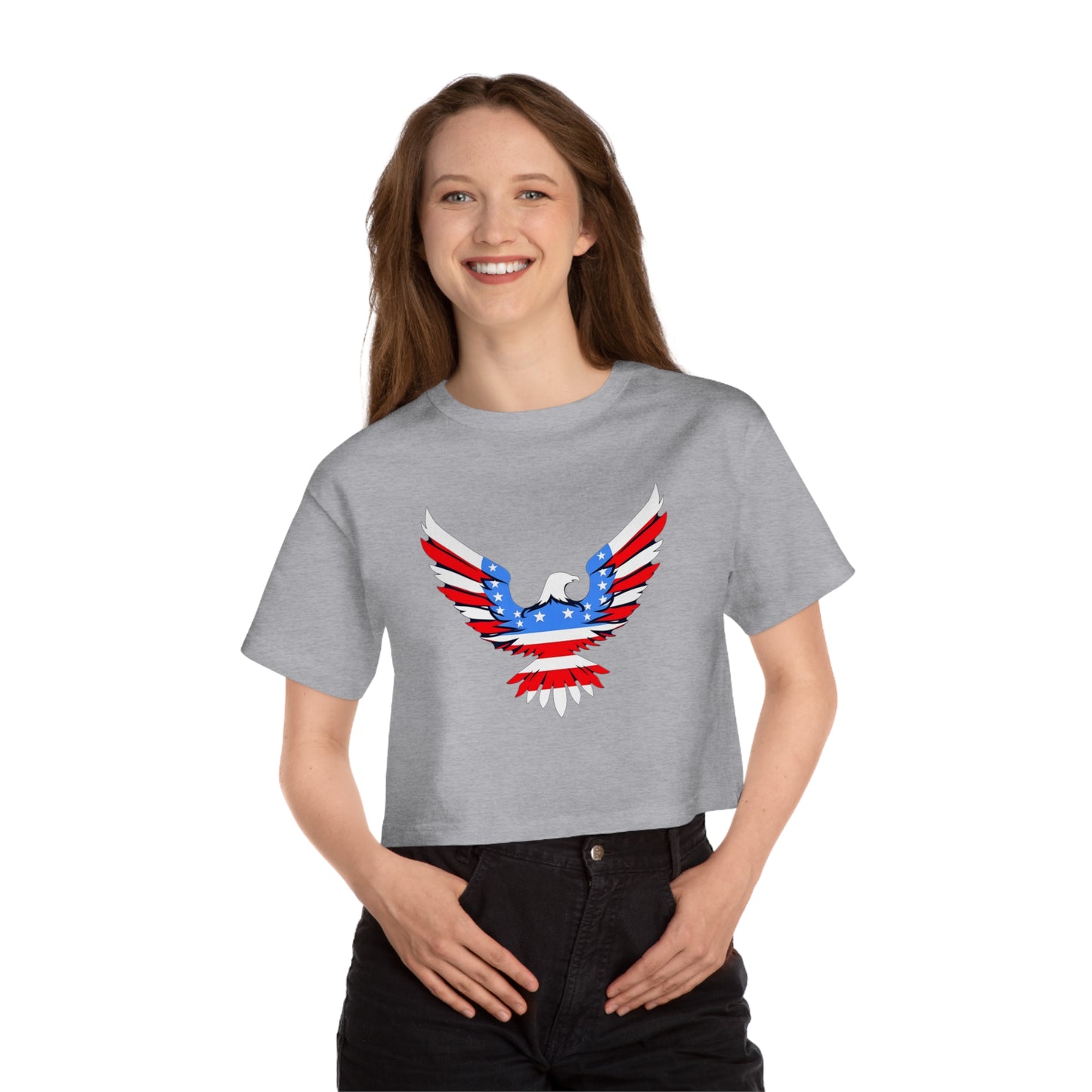 Champion Women's Heritage Cropped T-Shirt with American Eagle Design