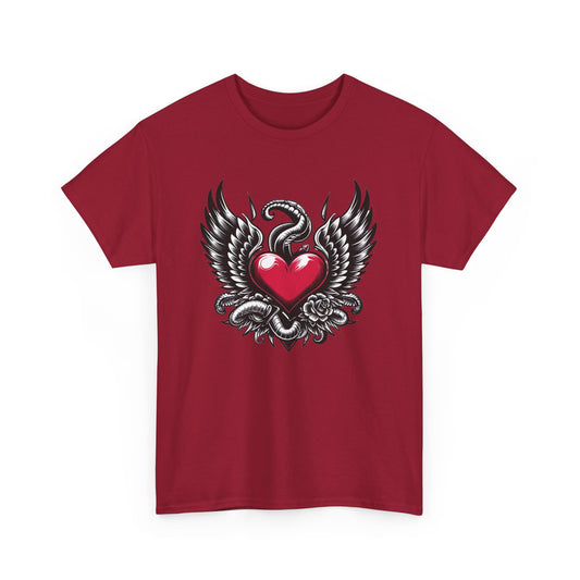 Unisex Heavy Cotton Tee with Flying Heart